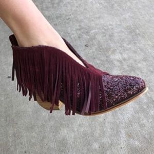 WILD G MAROON Glitter Booties